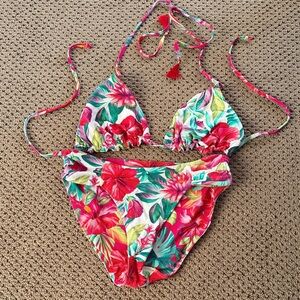 Tommy Bahama Floral Pink Tropical Bikini Set REVERSABLE!!